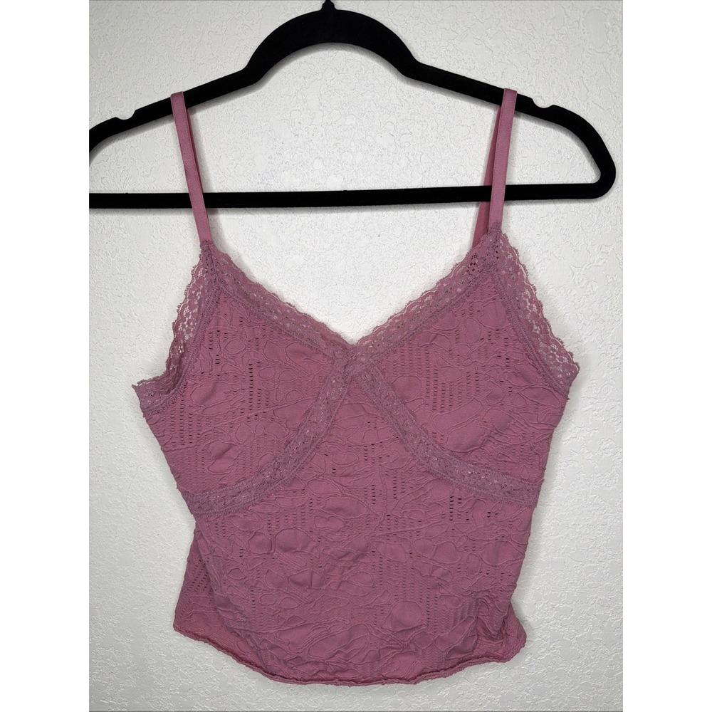 Y2K Studio Babydoll Cami Tank Top Sz S‎ Pink Lace Sequin Coquette Fairy